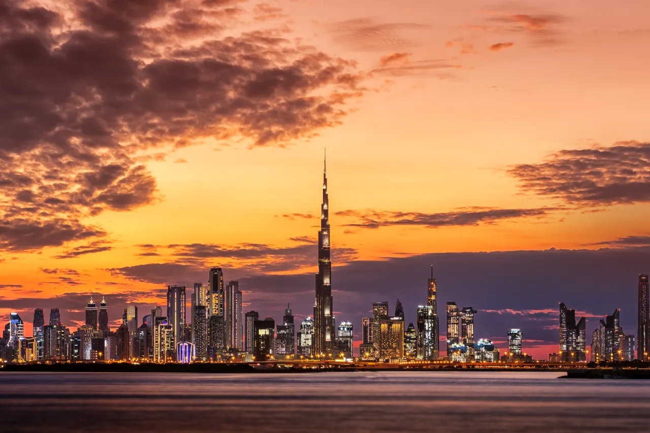 Dubai Marina skyline as seen from the water